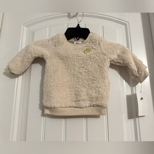 Cute Nike infant size 9 month beige logo Sherpa crew neck sweatshirt